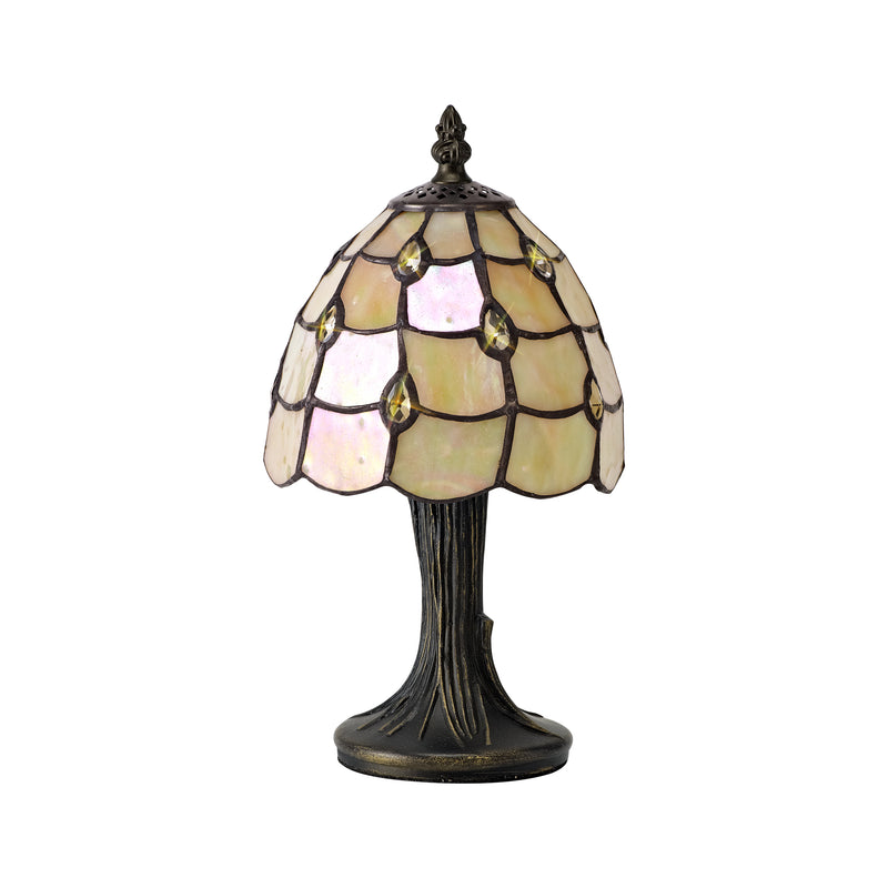 Regal Lighting SL-2084 1 Light Tiffany Table Lamp 15cm Beige And Clear Crystal Shade