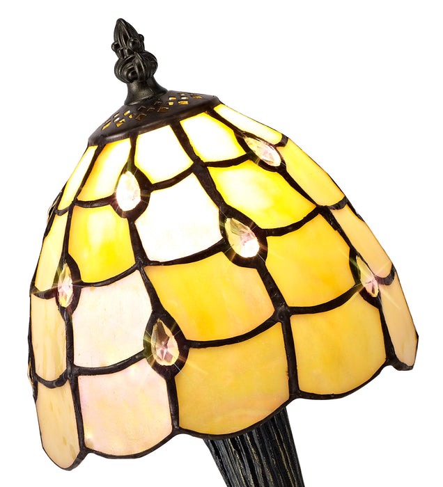 Regal Lighting SL-2084 1 Light Tiffany Table Lamp 15cm Beige And Clear Crystal Shade