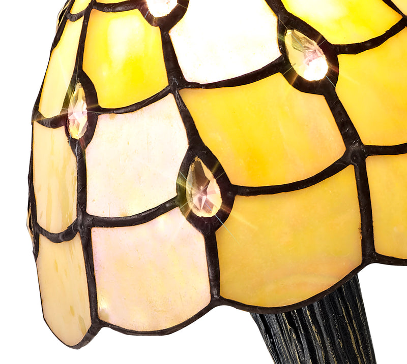 Regal Lighting SL-2084 1 Light Tiffany Table Lamp 15cm Beige And Clear Crystal Shade