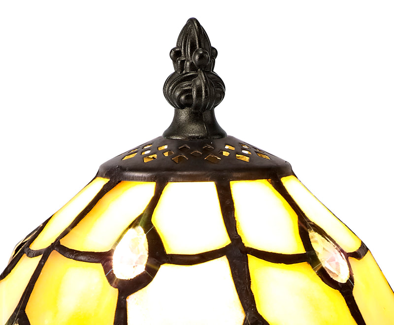 Regal Lighting SL-2084 1 Light Tiffany Table Lamp 15cm Beige And Clear Crystal Shade