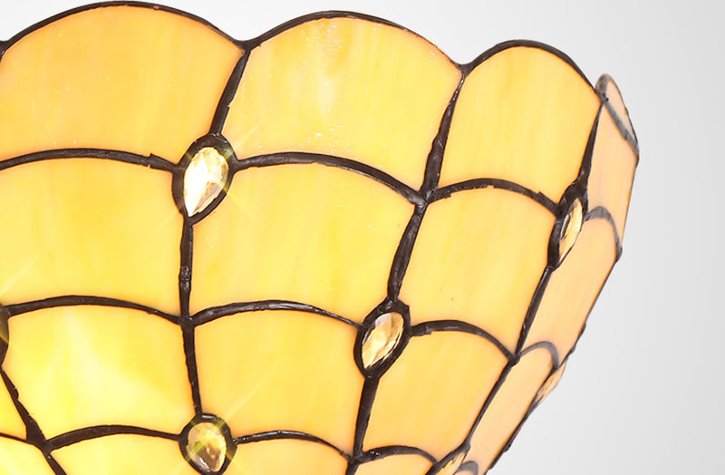 Regal Lighting SL-2021 Tiffany 2 Light Wall Uplighter Beige With Clear Crystal Shade