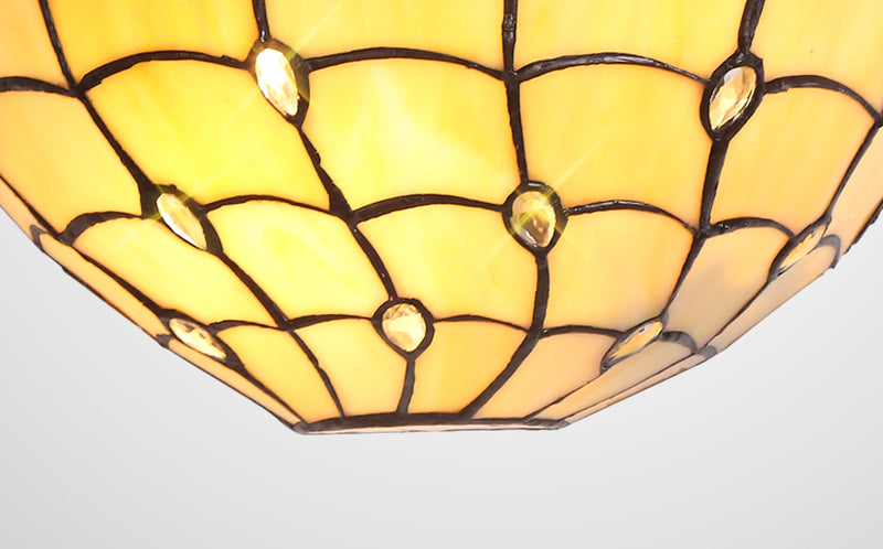 Regal Lighting SL-2021 Tiffany 2 Light Wall Uplighter Beige With Clear Crystal Shade