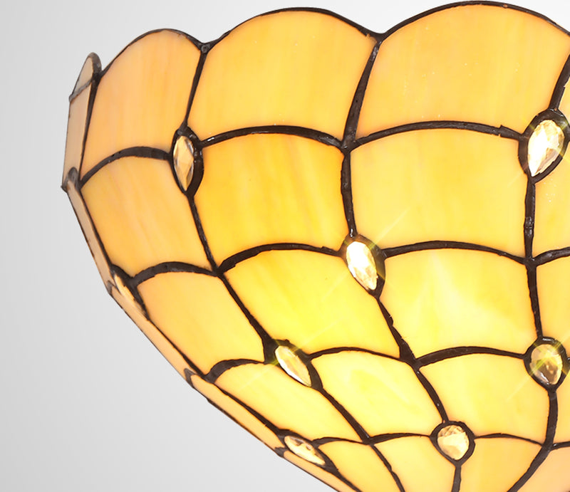 Regal Lighting SL-2021 Tiffany 2 Light Wall Uplighter Beige With Clear Crystal Shade