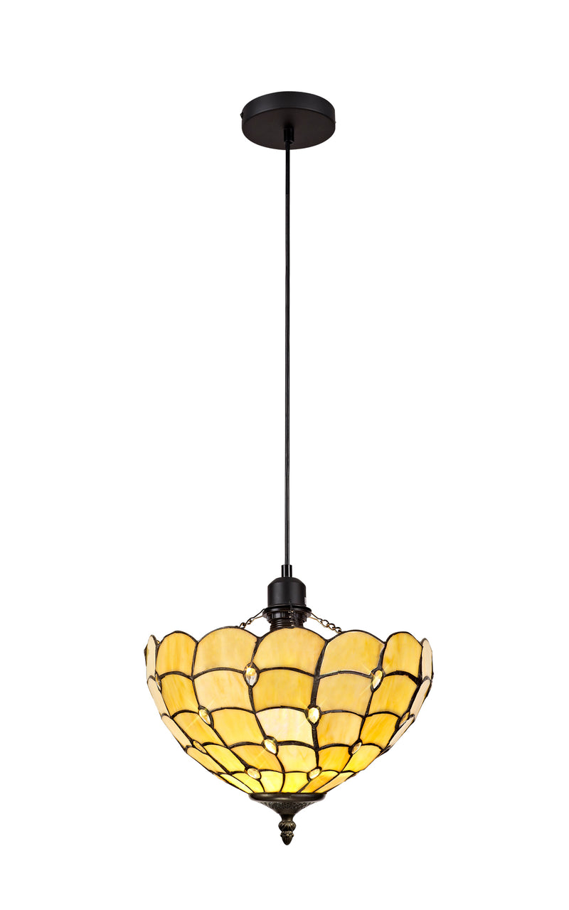 Regal Lighting SL-1450 1 Light 30cm Tiffany Uplighter Pendant Cream With Clear Crystal Shade