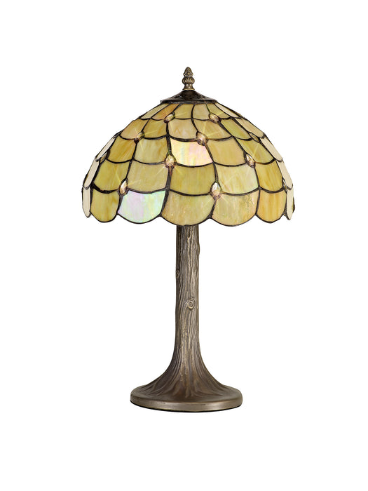Regal Lighting SL-1449 1 Light Tree Tiffany Table Lamp 30cm Beige With Clear Crystal Shade