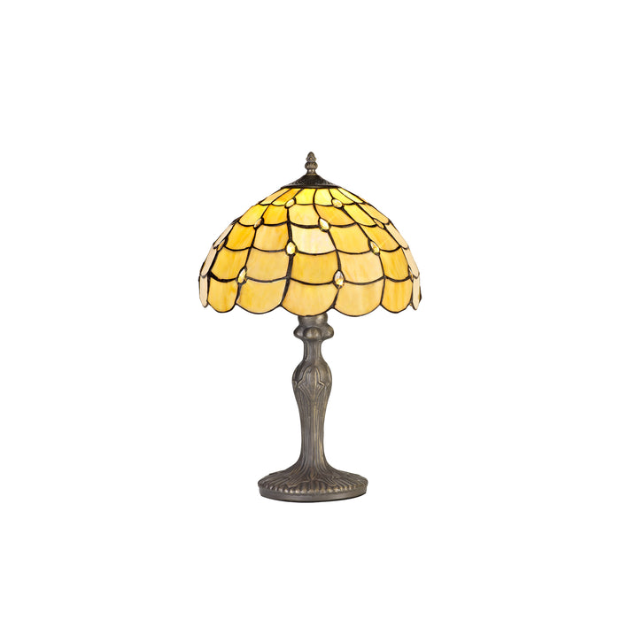 Regal Lighting SL-1448 1 Light Curved Tiffany Table Lamp 30cm Beige With Clear Crystal Shade