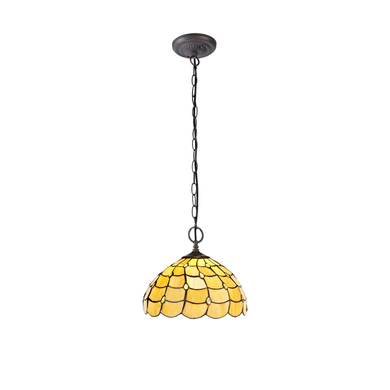 Regal Lighting SL-1445 2 Light 30cm Tiffany Pendant Beige With Clear Crystal Shade