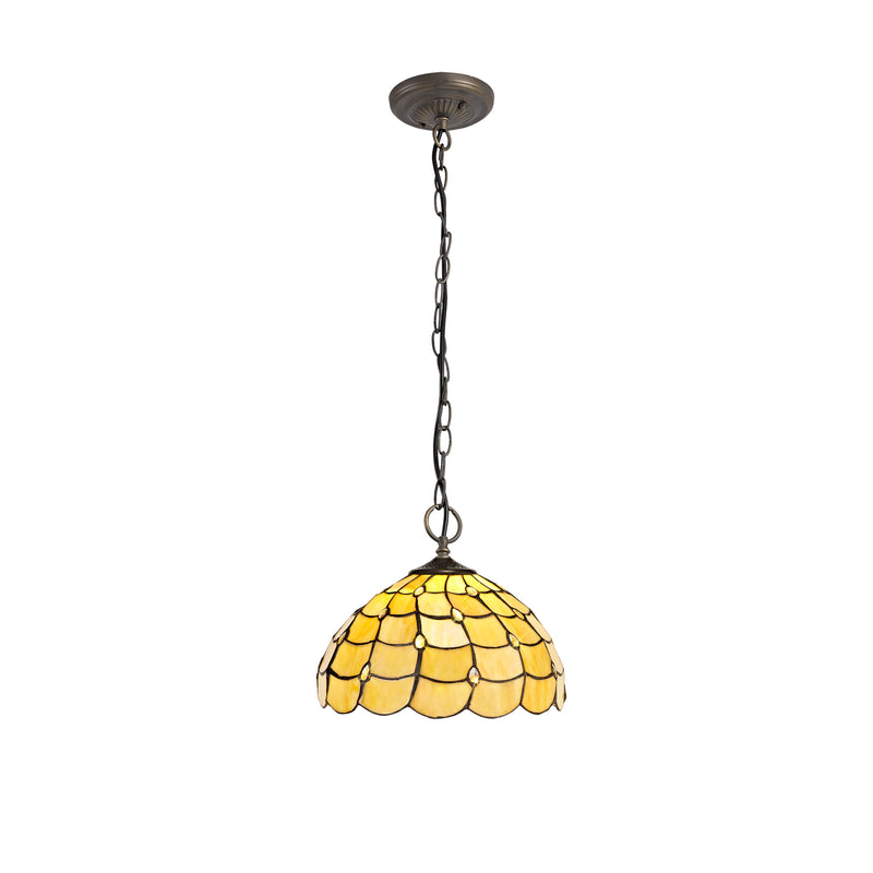 Regal Lighting SL-1444 2 Light 30cm Tiffany Pendant Beige With Clear Crystal Shade