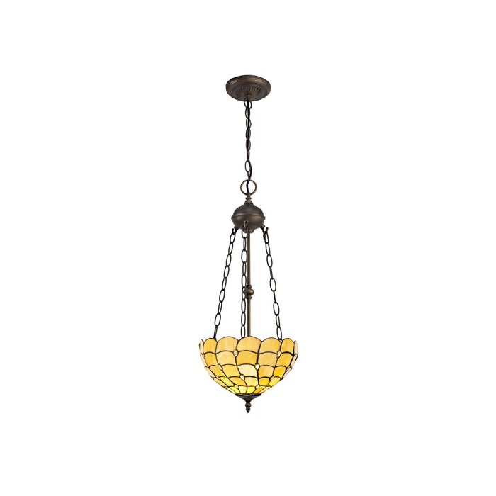 Regal Lighting SL-1441 2 Light 30cm Tiffany Uplighter Pendant Beige With Clear Crystal Shade