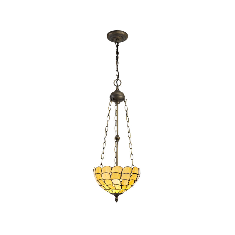 Regal Lighting SL-1440 3 Light 30cm Tiffany Uplighter Pendant Beige With Clear Crystal Shade