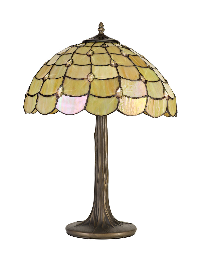 Regal Lighting SL-1439 2 Light Tree Tiffany Table Lamp 40cm Beige With Clear Crystal Shade