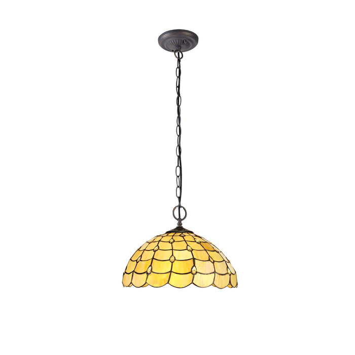 Regal Lighting SL-1435 2 Light 40cm Tiffany Pendant  Beige With Clear Crystal Shade