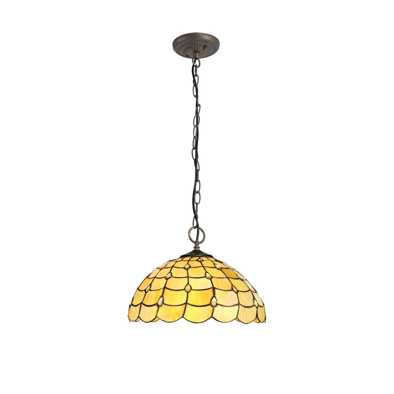 Regal Lighting SL-1434 3 Light 40cm Tiffany Pendant  Beige With Clear Crystal Shade