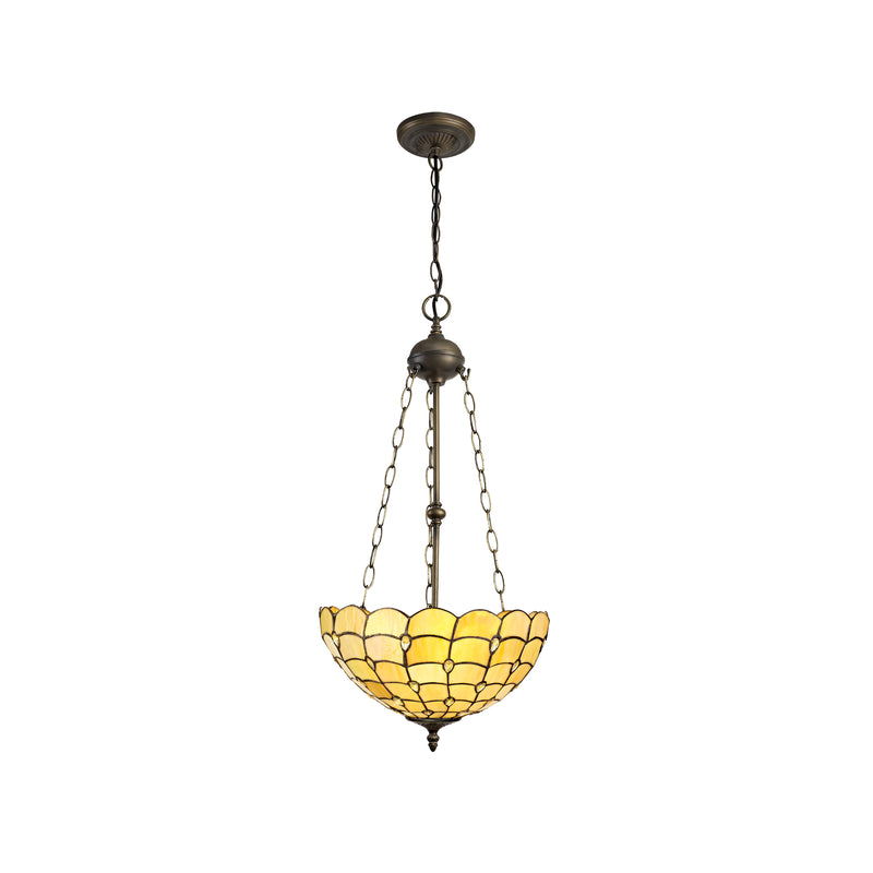 Regal Lighting SL-1432 3 Light 30cm Tiffany Uplighter Pendant  Beige With Clear Crystal Shade