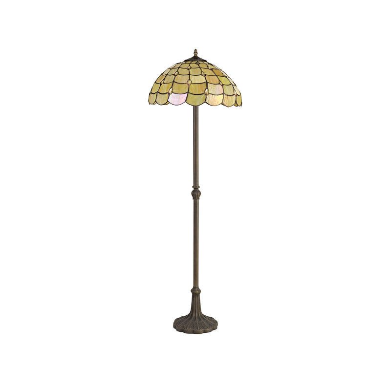Regal Lighting SL-1430 2 Light Leaf Tiffany Floor Lamp 40cm Beige With Clear Crystal Shade
