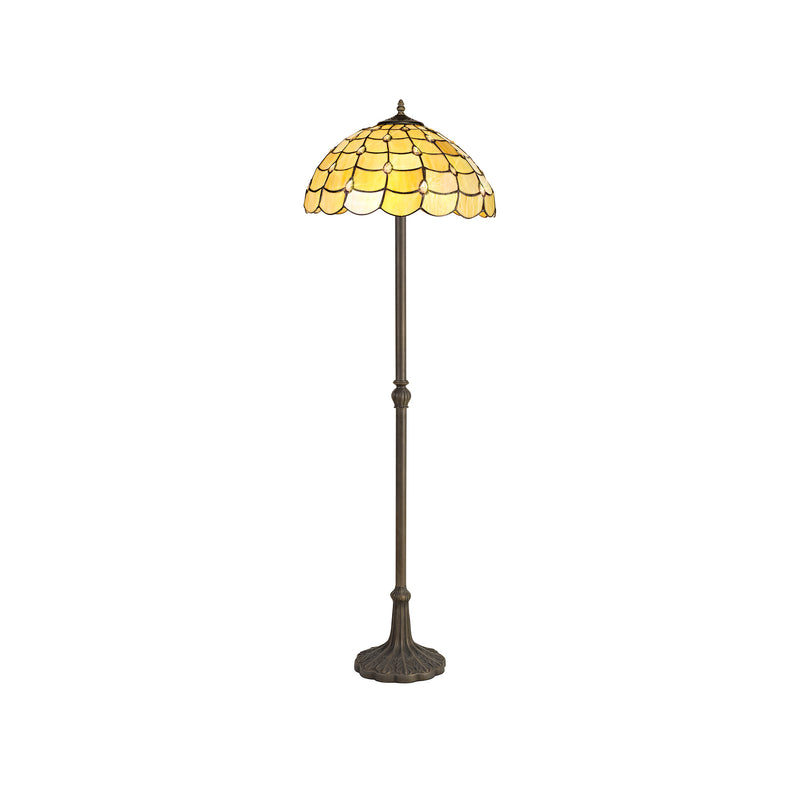 Regal Lighting SL-1430 2 Light Leaf Tiffany Floor Lamp 40cm Beige With Clear Crystal Shade
