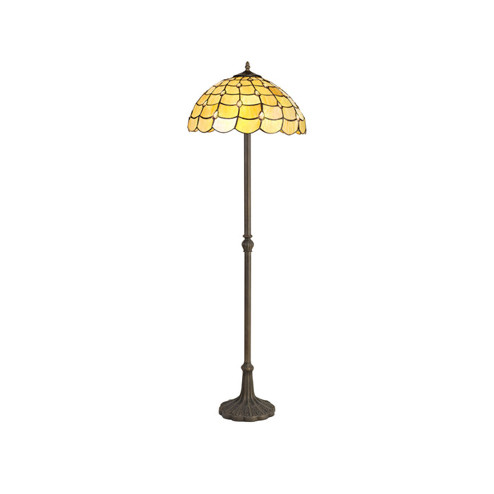 Regal Lighting SL-1430 2 Light Leaf Tiffany Floor Lamp 40cm Beige With Clear Crystal Shade