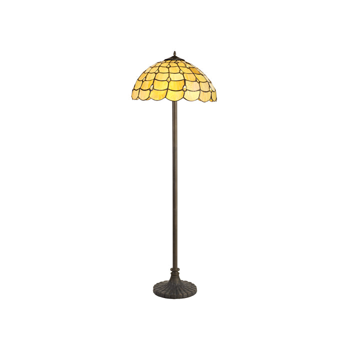 Regal Lighting SL-1429 2 Light Stepped Tiffany Floor Lamp 40cm Beige With Clear Crystal Shade