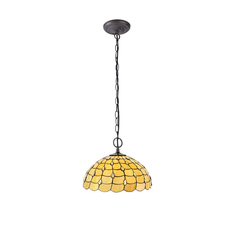 Regal Lighting SL-1427 2 Light 50cm Tiffany Pendant  Beige With Clear Crystal Shade