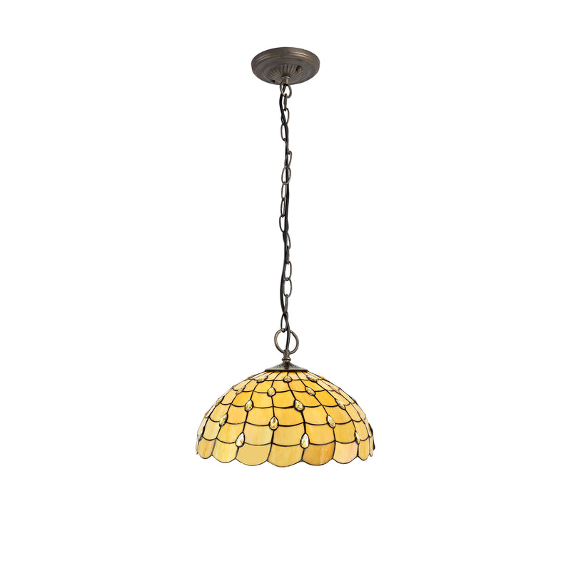Regal Lighting SL-1426 3 Light 50cm Tiffany Pendant  Beige With Clear Crystal Shade