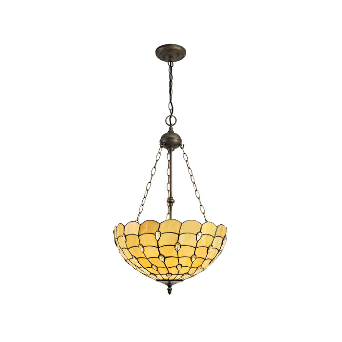 Regal Lighting SL-1425 3Light 50cm Tiffany Pendant  Beige With Clear Crystal Shade