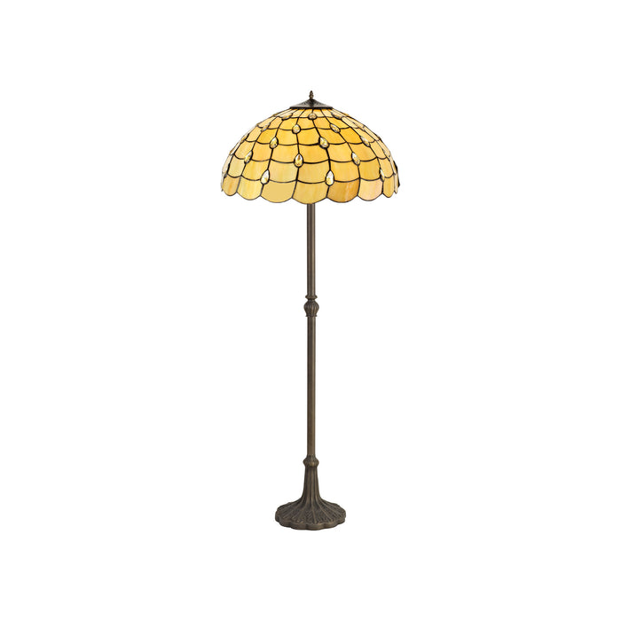 Regal Lighting SL-1423 2 Light Leaf Tiffany Floor Lamp 50cm Beige With Clear Crystal Shade