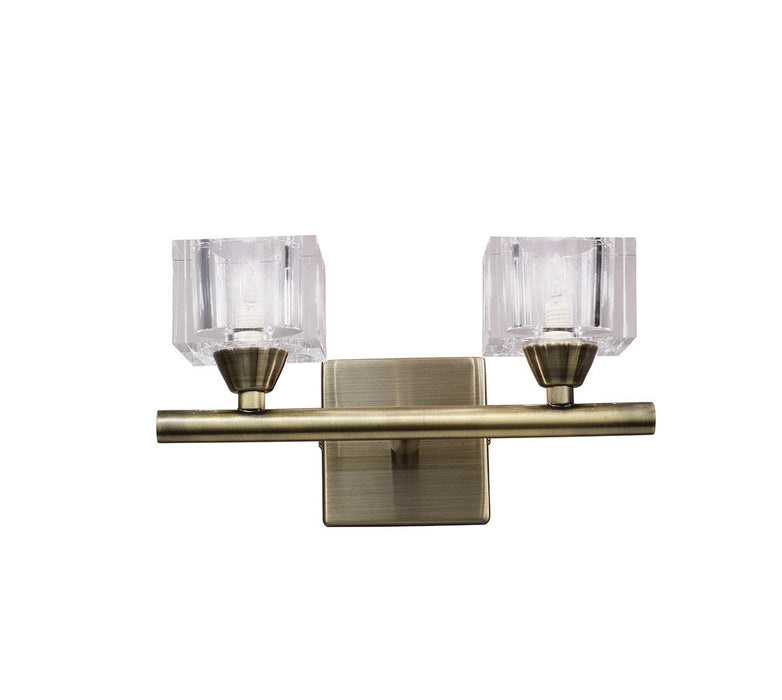 Mantra M2364AB/S Cuadrax Wall Switched 2 Light G9, Antique Brass • M2364AB/S
