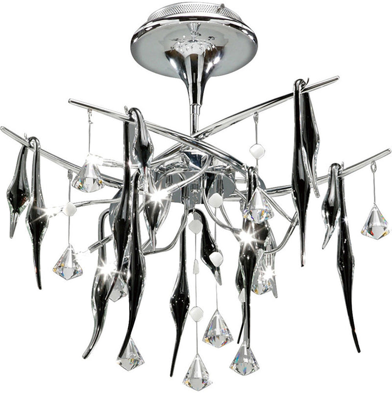 Diyas # Cygnet Ceiling 10 Light G4 Polished Chrome/Black Glass/Crystal, NOT LED/CFL Compatible • IL50410