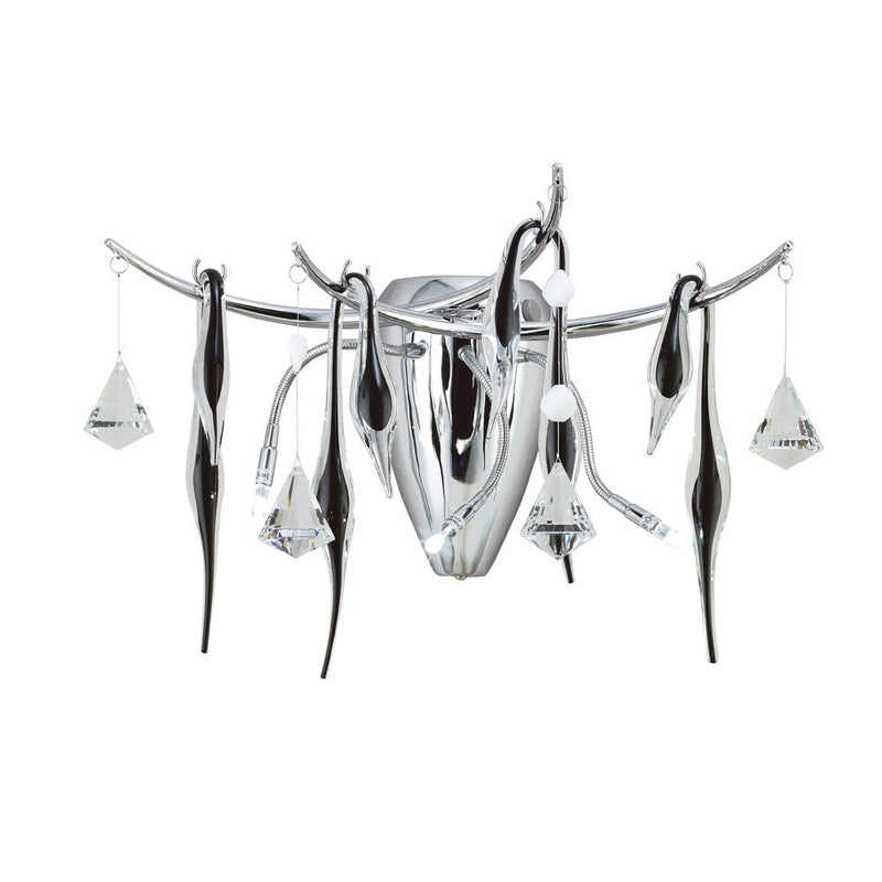 Diyas ## Cygnet Wall Lamp 3 Light G4 Polished Chrome/Black Glass/Crystal, NOT LED/CFL Compatible • IL50420