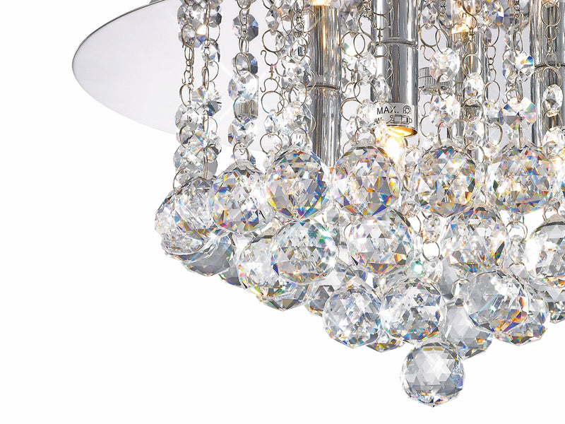 Deco Dahlia Flush Ceiling, 350mm Round, 4 Light G9 Polished Chrome/Crystal • D0002