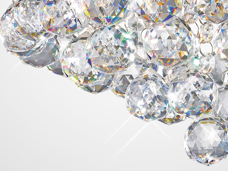 Deco Dahlia Flush Ceiling, 350mm Round, 4 Light G9 Polished Chrome/Crystal • D0002