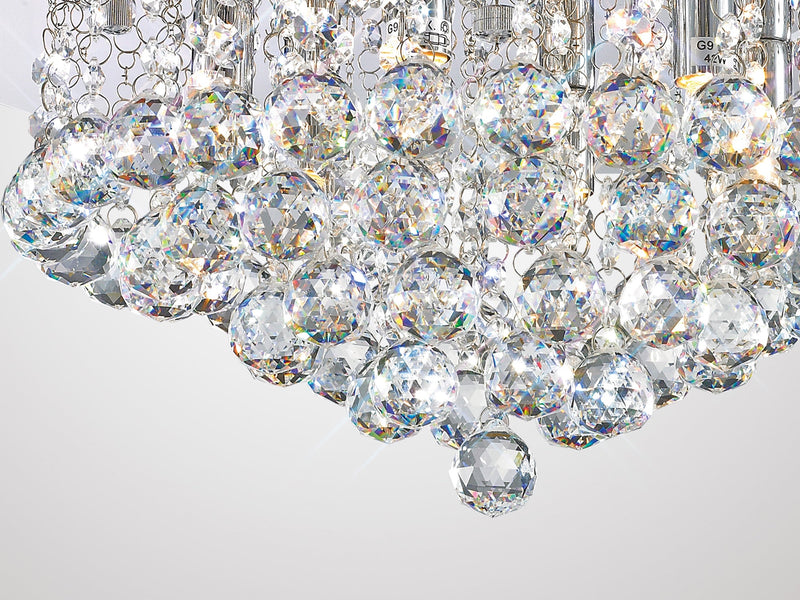 Deco Dahlia Flush Ceiling, 450mm Round, 6 Light G9 Polished Chrome/Crystal • D0003