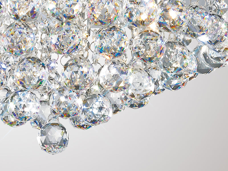 Deco Dahlia Flush Ceiling, 450mm Round, 6 Light G9 Polished Chrome/Crystal • D0003