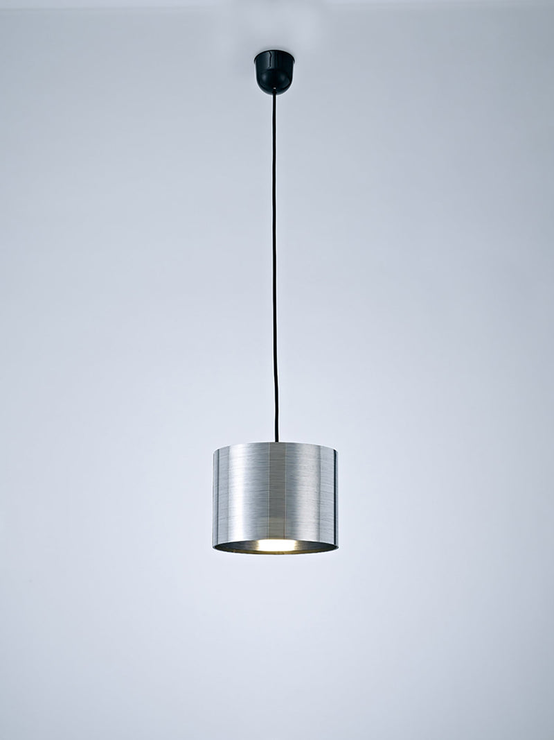 Deco Dako Black Pendant 1 Light E27 With 200 x 150mm Metallic Chrome Finish Cylinder Shade, c/w Ceiling Bracket • D0250