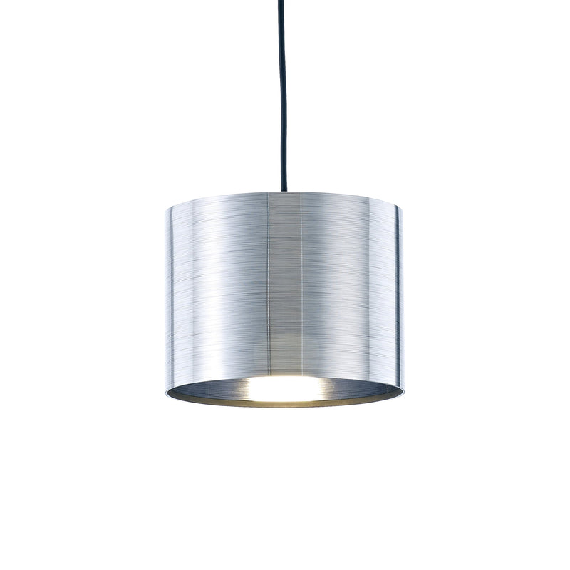 Deco Dako Black Pendant 1 Light E27 With 200 x 150mm Metallic Chrome Finish Cylinder Shade, c/w Ceiling Bracket • D0250