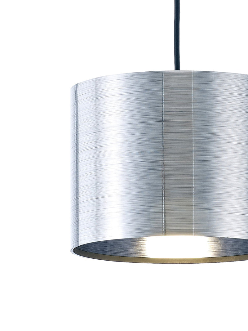 Deco Dako Black Pendant 1 Light E27 With 200 x 150mm Metallic Chrome Finish Cylinder Shade, c/w Ceiling Bracket • D0250