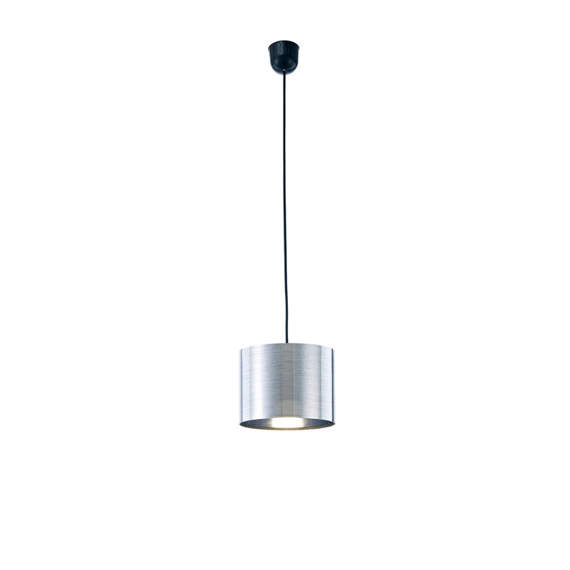 Deco Dako Black Pendant 1 Light E27 With 200 x 150mm Metallic Chrome Finish Cylinder Shade, c/w Ceiling Bracket • D0250