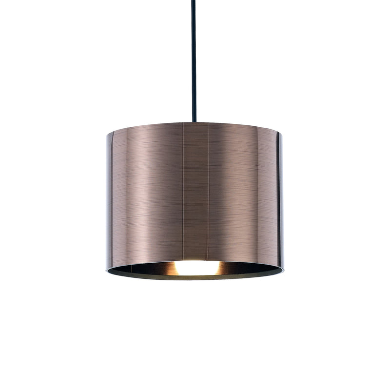 Deco Dako Black Pendant 1 Light E27 With 200 x 150mm Metallic Bronze Finish Cylinder Shade, c/w Ceiling Bracket • D0251