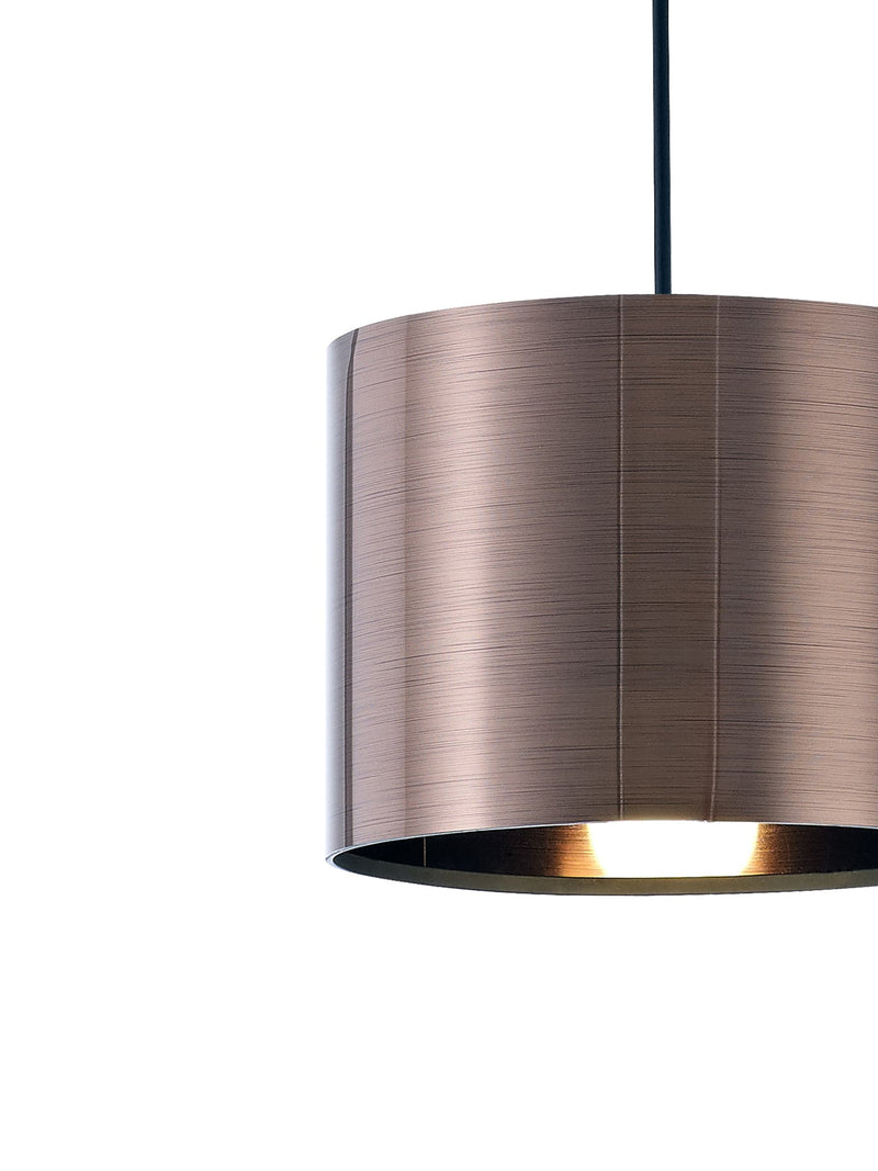 Deco Dako Black Pendant 1 Light E27 With 200 x 150mm Metallic Bronze Finish Cylinder Shade, c/w Ceiling Bracket • D0251