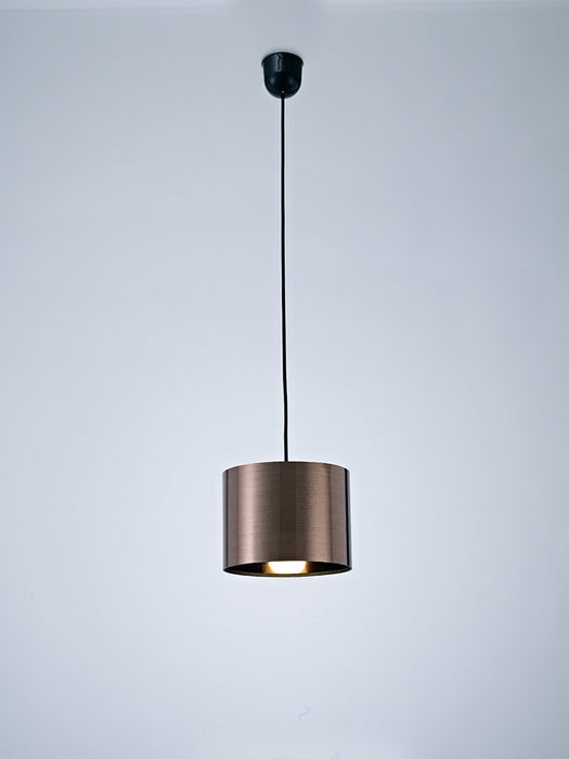 Deco Dako Black Pendant 1 Light E27 With 200 x 150mm Metallic Bronze Finish Cylinder Shade, c/w Ceiling Bracket • D0251