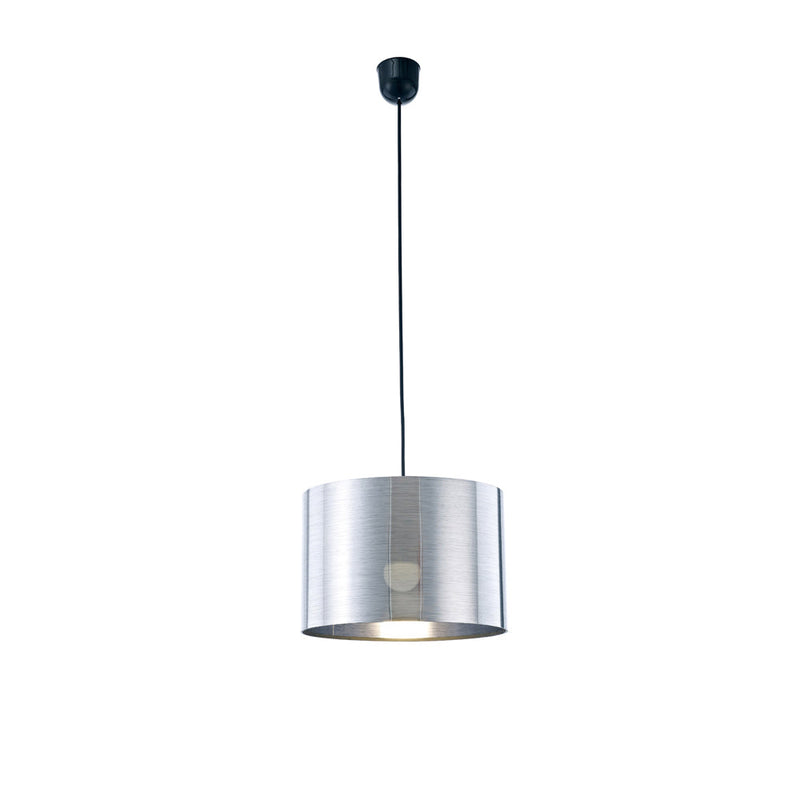 Deco Dako Black Pendant 1 Light E27 With 300 x 200mm Metallic Chrome Finish Cylinder Shade, c/w Ceiling Bracket • D0254