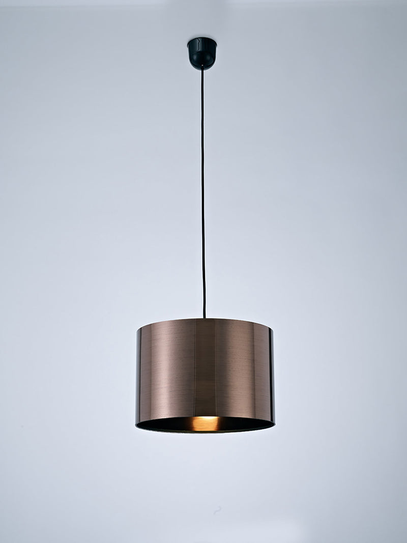 Deco Dako Black Pendant 1 Light E27 With 300 x 200mm Metallic Bronze Finish Cylinder Shade, c/w Ceiling Bracket • D0255