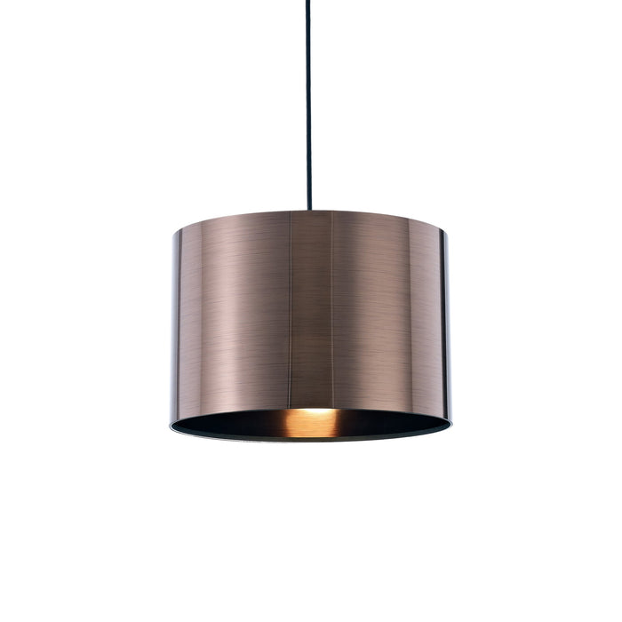 Deco Dako Black Pendant 1 Light E27 With 300 x 200mm Metallic Bronze Finish Cylinder Shade, c/w Ceiling Bracket • D0255