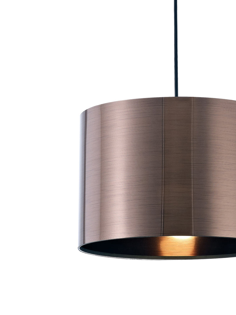 Deco Dako Black Pendant 1 Light E27 With 300 x 200mm Metallic Bronze Finish Cylinder Shade, c/w Ceiling Bracket • D0255