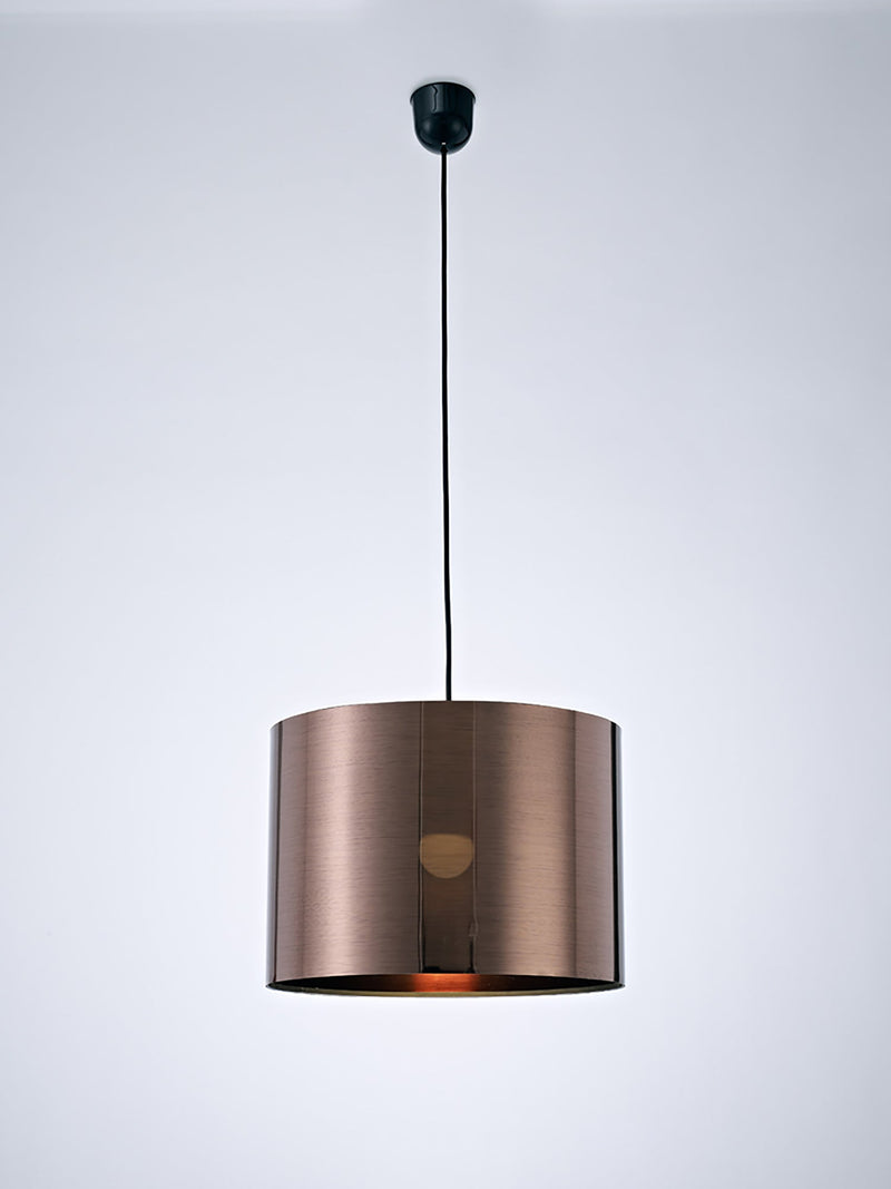 Deco Dako Black Pendant 1 Light E27 With 350 x 250mm Metallic Bronze Finish Cylinder Shade, c/w Ceiling Bracket • D0259