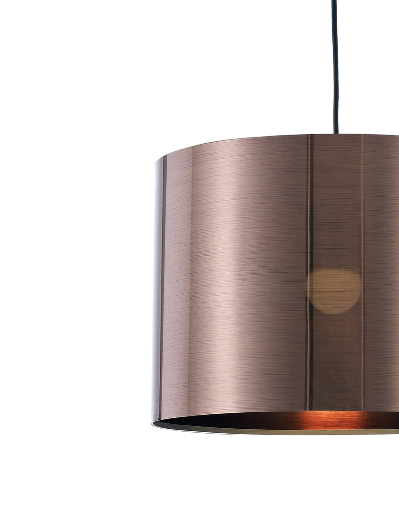 Deco Dako Black Pendant 1 Light E27 With 350 x 250mm Metallic Bronze Finish Cylinder Shade, c/w Ceiling Bracket • D0259