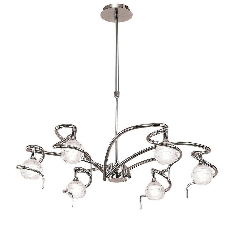 Mantra M0079 Dali Telescopic Pendant Semi Flush Convertible 6 Light G9, Polished Chrome • M0079