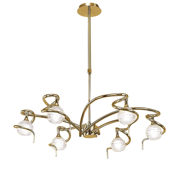 Mantra M0079PB Dali Telescopic Pendant Semi Flush Convertible 6 Light G9, Polished Brass • M0079PB