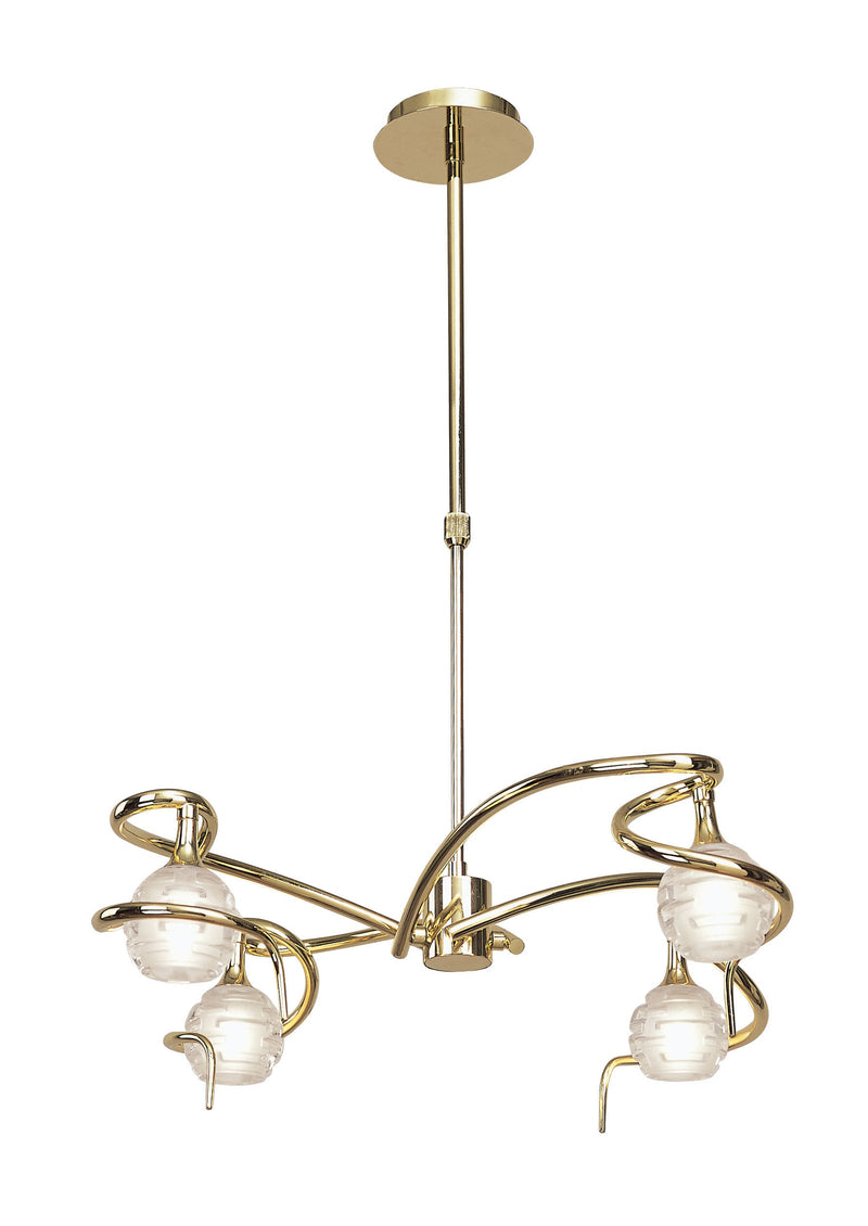 Mantra M0080PB Dali Telescopic Pendant Semi Flush Convertible 4 Light G9, Polished Brass • M0080PB