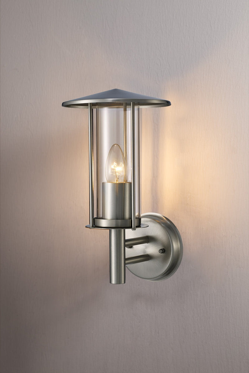 Deco Dalton Wall Lamp 1 Light E27 IP44 Exterior Stainless Steel/Clear • D0075